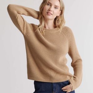 Quince 100% Organic Cotton Fisherman Sweater Camel